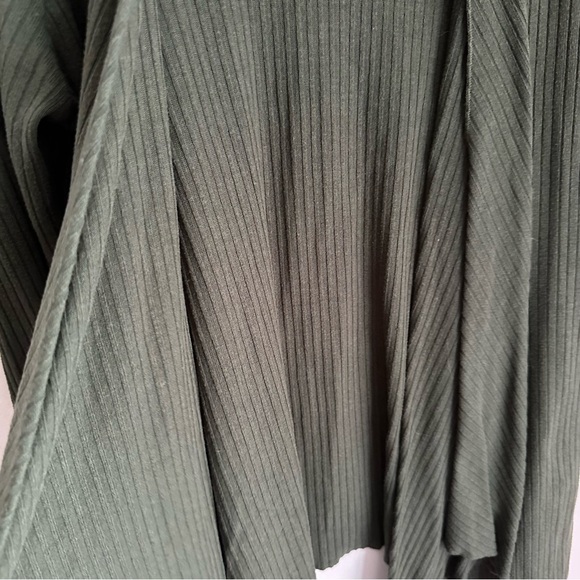 Lord & Taylor Context Dark Green Ribbed Open Front Cardigan - Picture 6 of 10